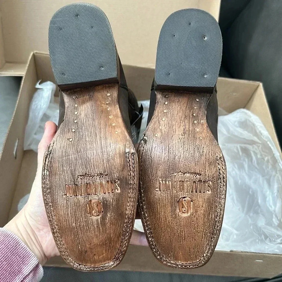 NIB Ladies Genuine Leather Square Toe Brown Boots Handcrafted Quality Boots Sz 7 - Picture 12 of 15